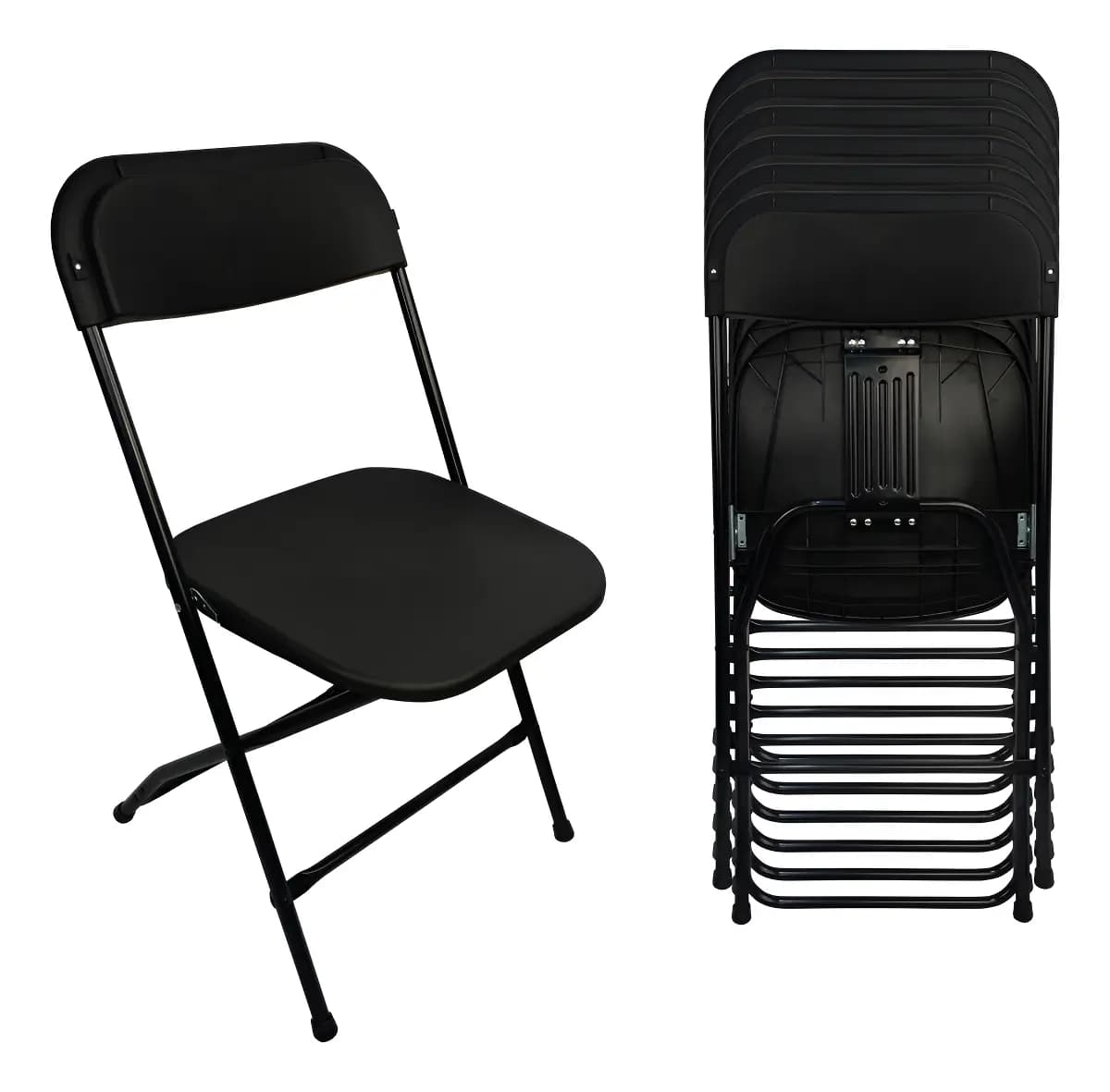 Set De 6 Sillas Plegables Plástico Reforzadas Styrka Negras Color Negro SIPL02