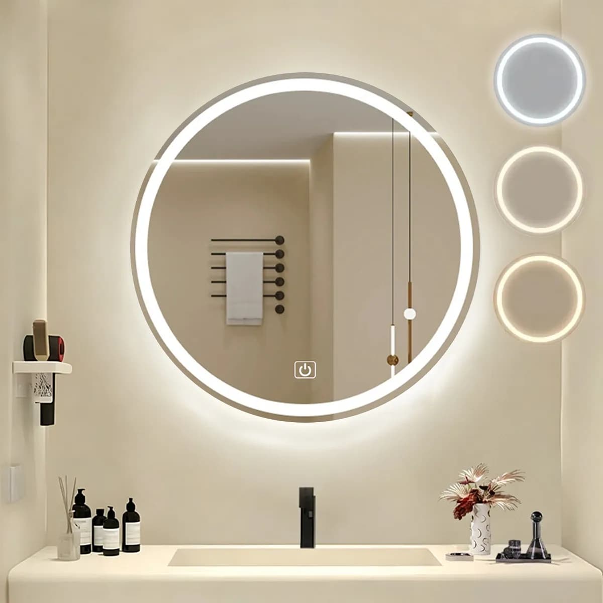Espejo Decorativo Touch Para Baño Con Luz Led 3 Atenuaciones
