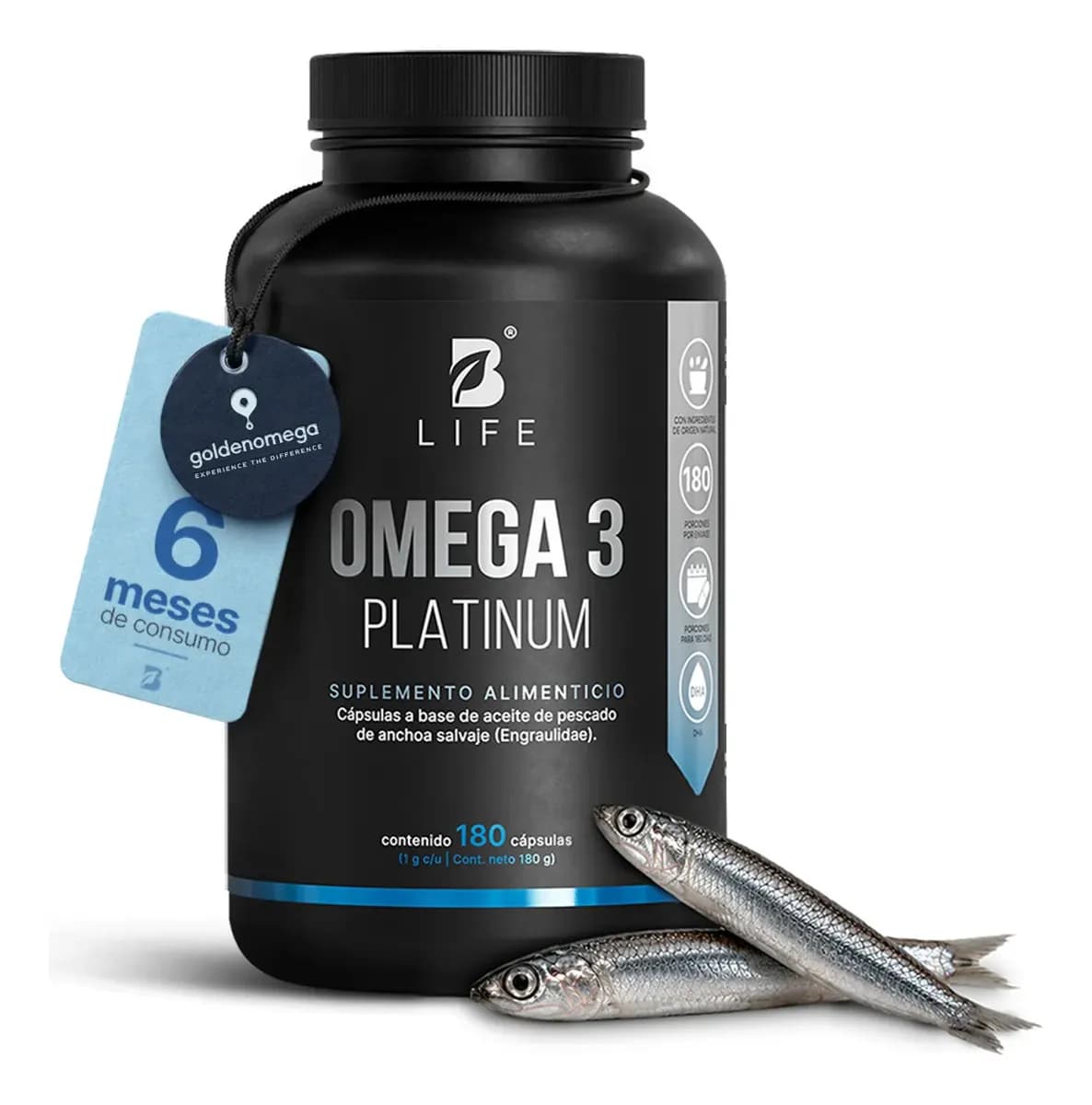 Omega 3 Platinum De 180 Cápsulas Con 1000 mg Por Porción B Life
