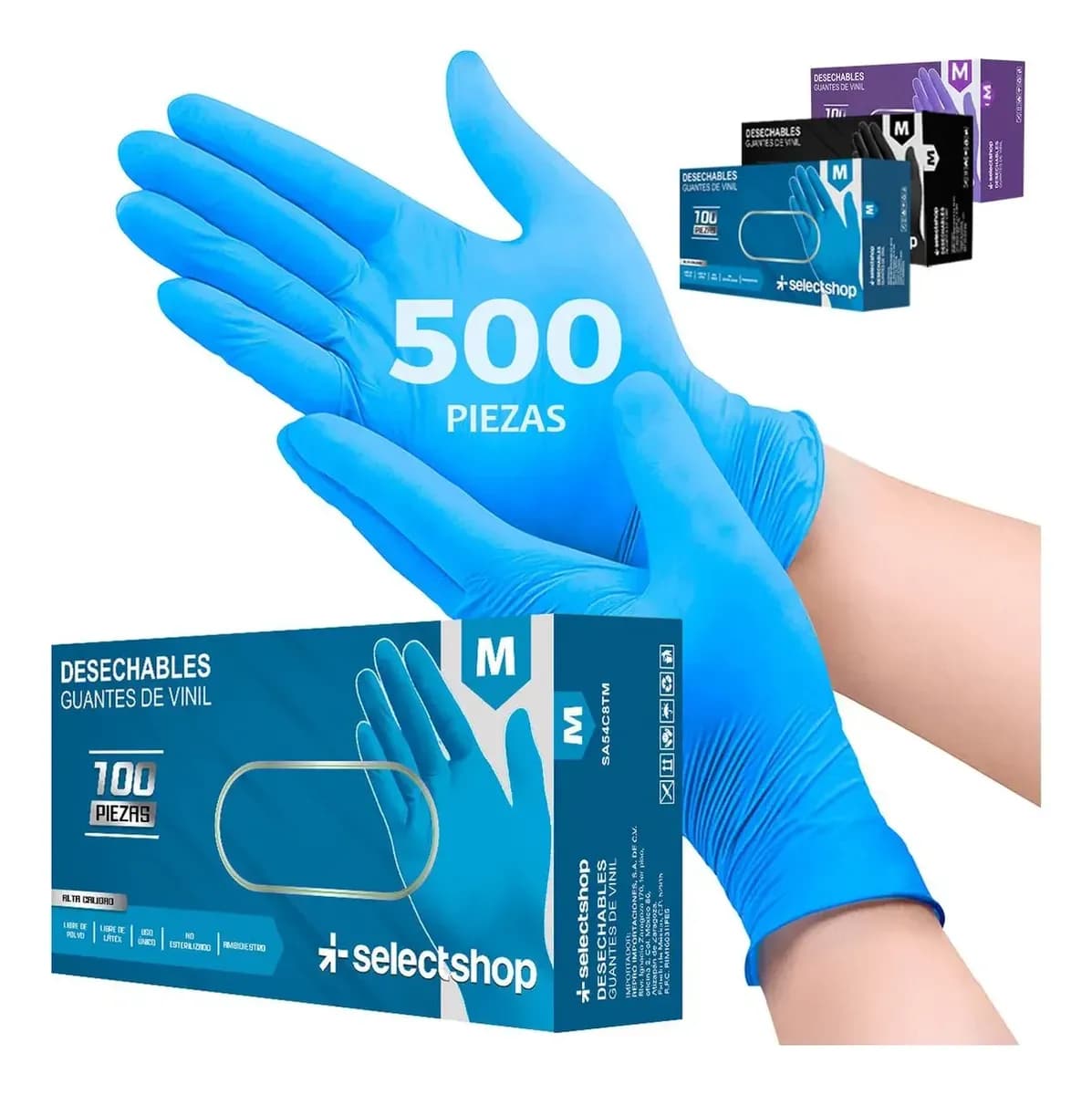 Guantes De Nitrilo Libre De Latex Sin Polvo Azul Negro