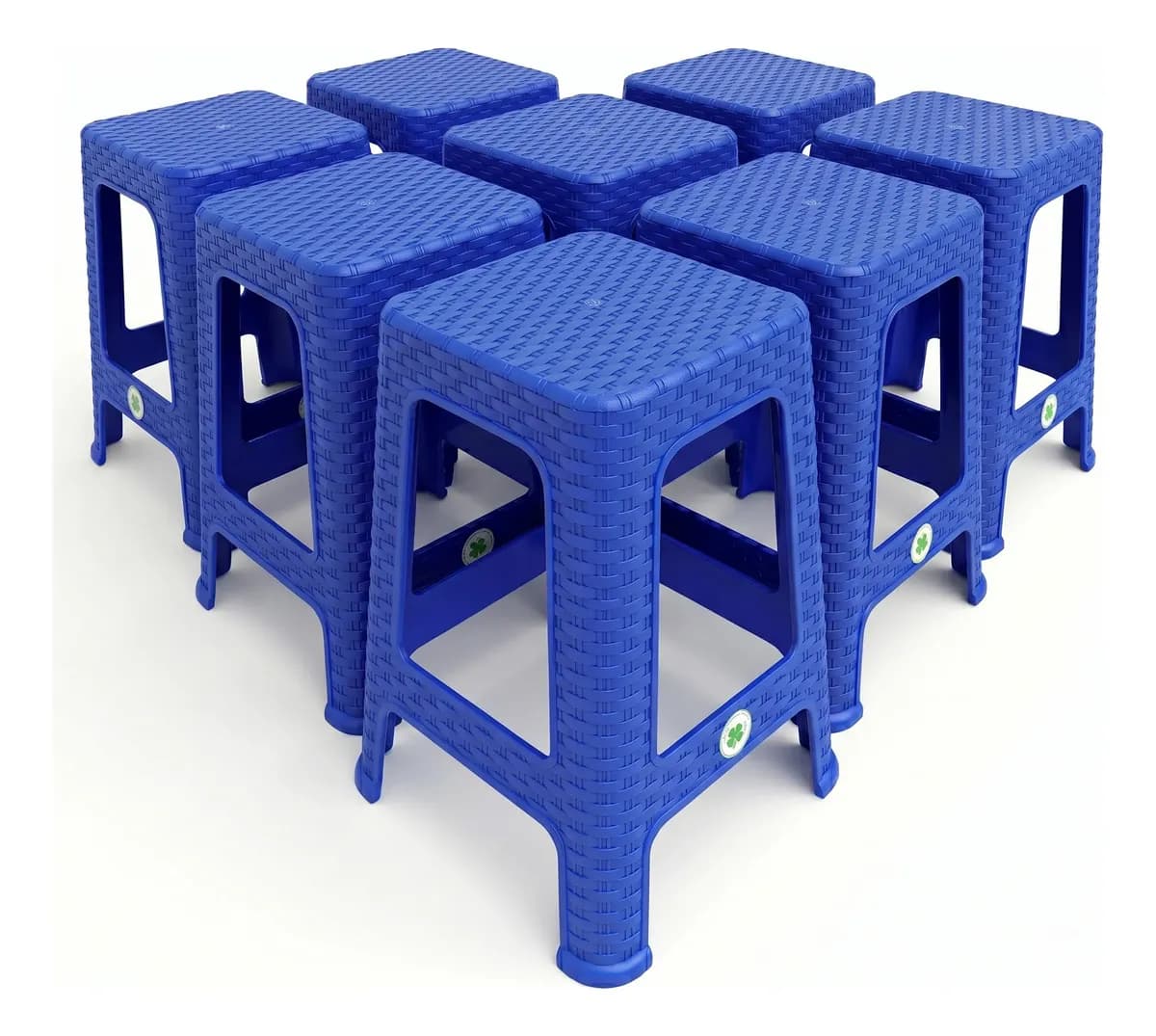 Set 8 Bancos De Plastico Rattan Premium Jardin Resistentes