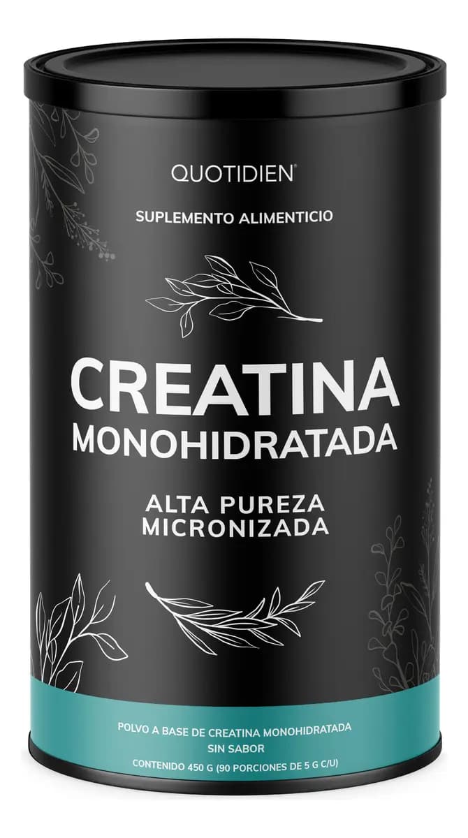 Creatina Monohidratada Micronizada en Polvo Quotidien | Alta Pureza Certificada | Con Scoop Dosificador - Creatine Monohydrate Pre Entreno -