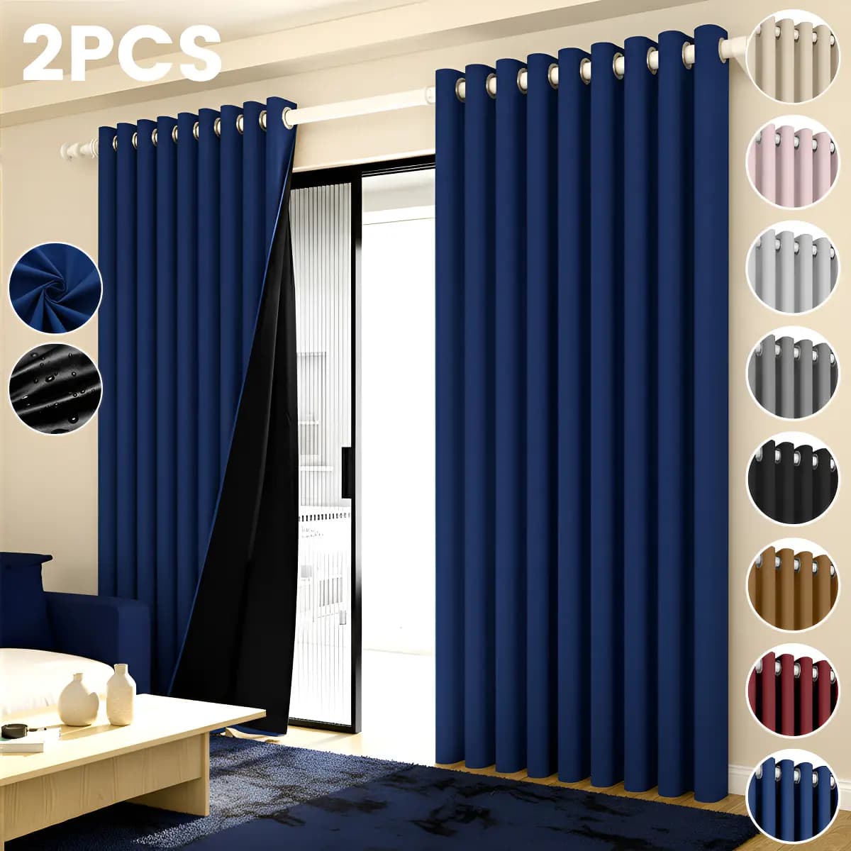 2 Panele Cortinas Blackout Para Ventana 264x214cm Habitacion